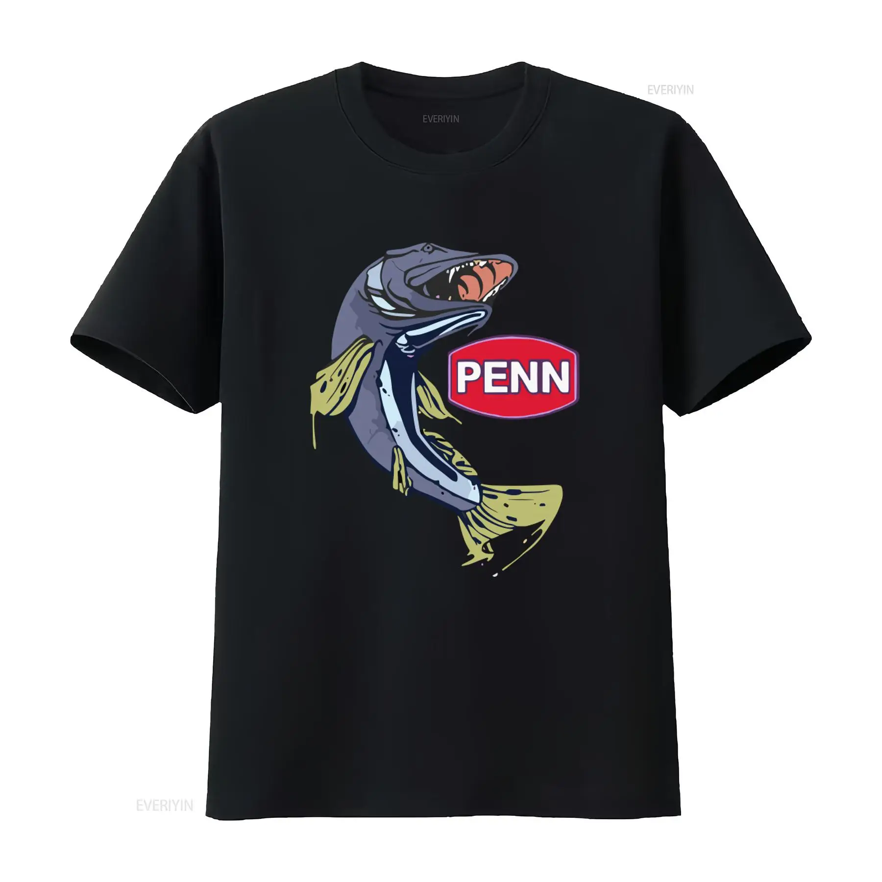 Fishing Equipment Logo - قميص رجالي أسود بشعار شركة PENN