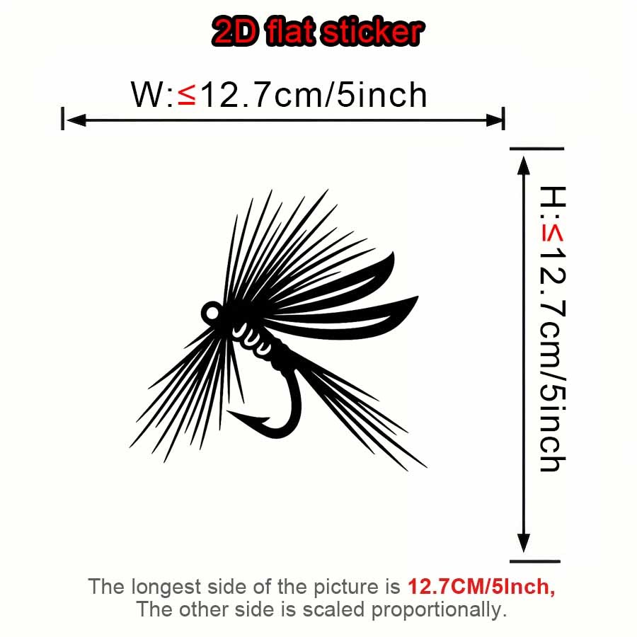 Fishing Equipment Fly - ملصق فينيل لاصق مقاوم للماء بتصميم