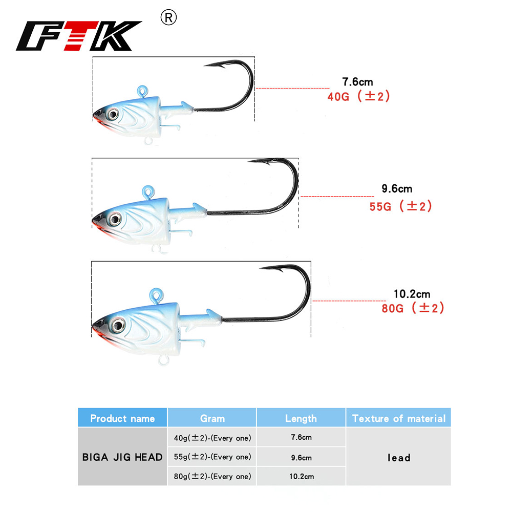 FTK 2 قطعة خطاف صيد السمك برأس - مراجعة Jig Head Lure وسعره